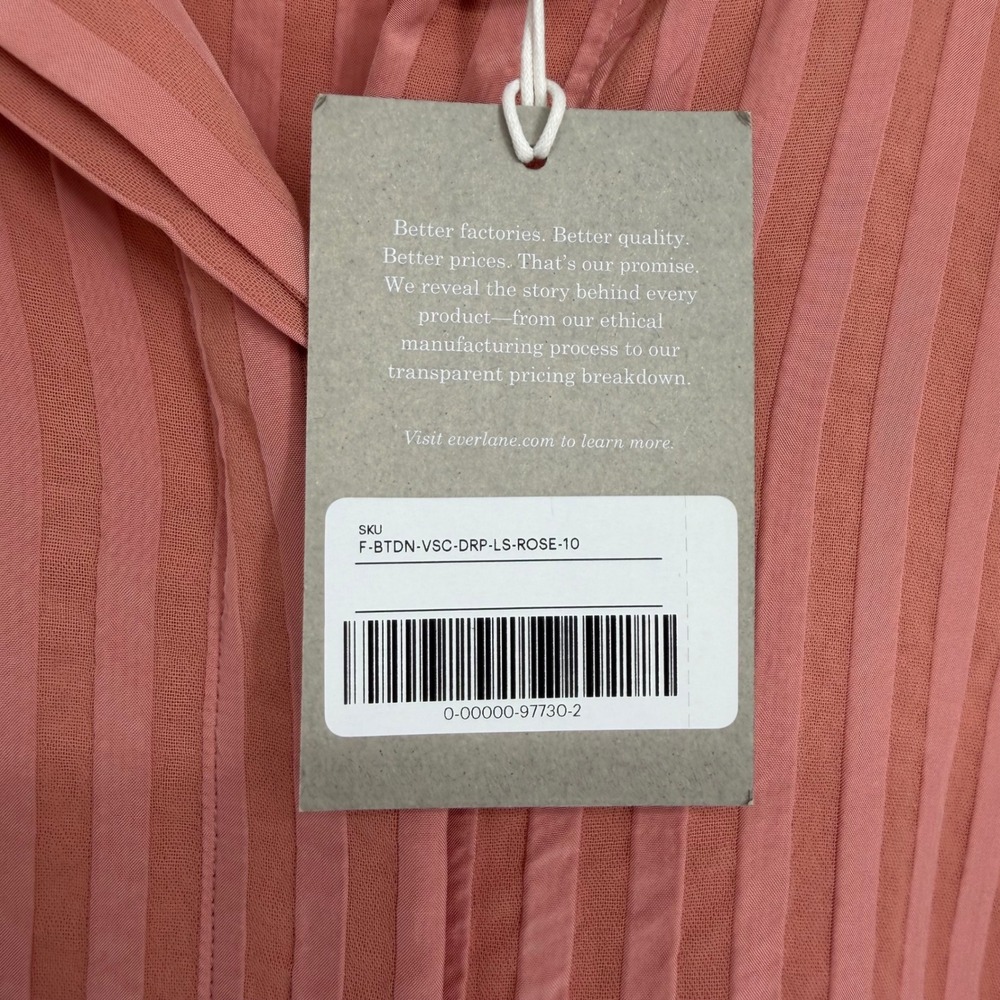Everlane City Stripe Shirt Pink Tonal Stripe Button Down Raglan Sleeve Rose 10 - Picture 5 of 10